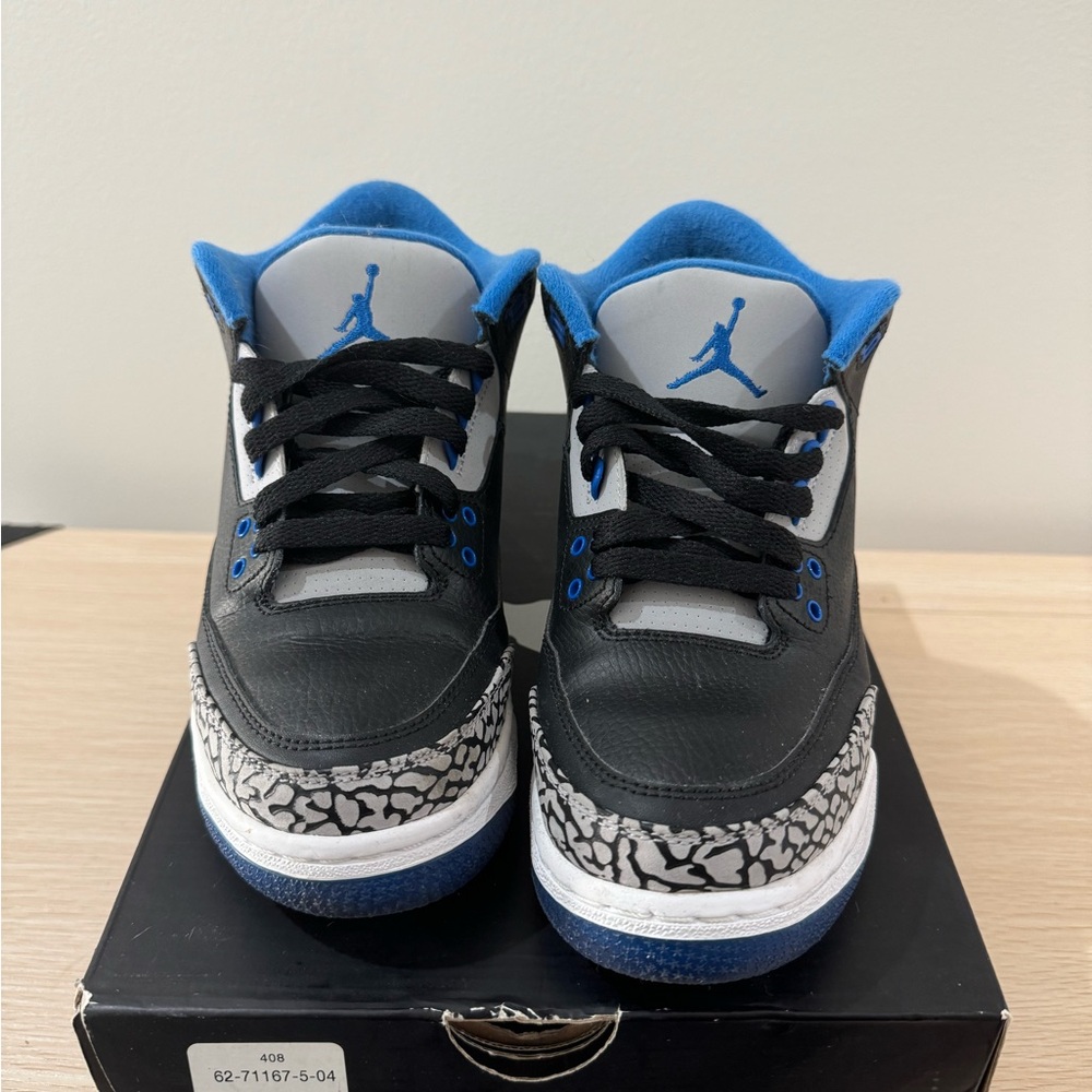 Air Jordan Retro 3 True Blue Black and Blue Sneakers